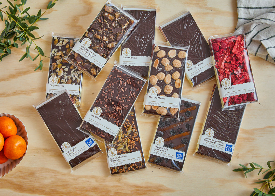 Full line of Chocolate Wildwood Chocolate Bars