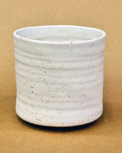 Handmade White Ceramic Drinking Chocolate Cup with Brown Speckles from Savage Studio